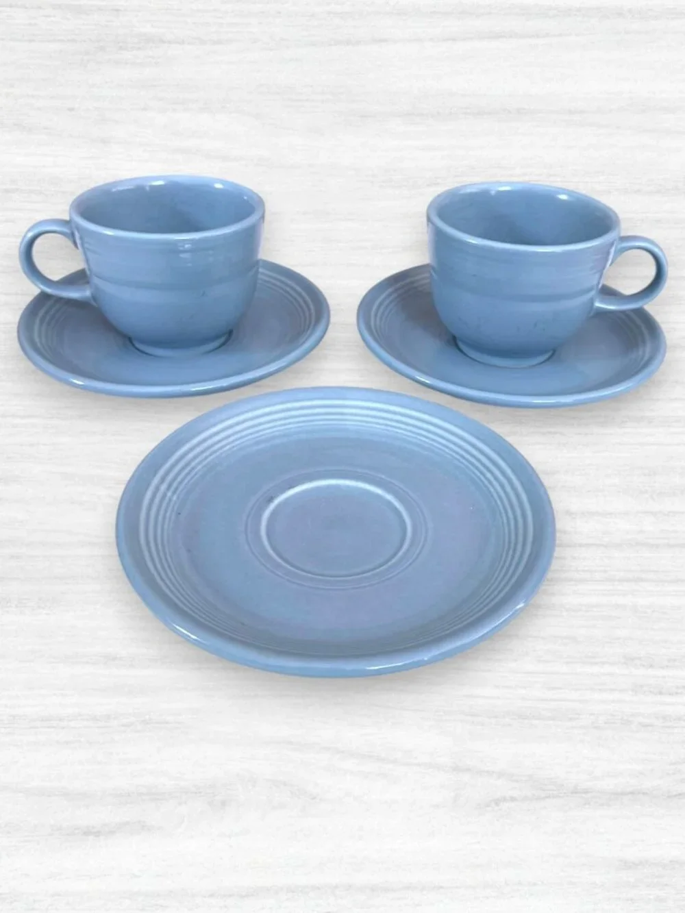Fiesta Ware Periwinkle Blue Cups Saucers Lot Retired Fiestaware Retro 5 Piece